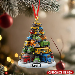 Trucks Christmas Tree - Personalized Kid Custom Shaped Acrylic Ornament