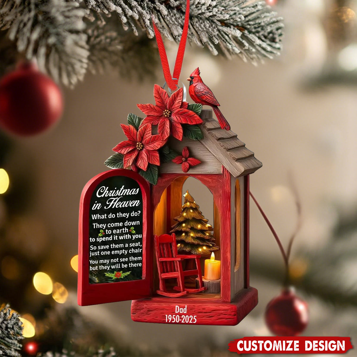 Personalized Cardinal Memorial Christmas Ornament