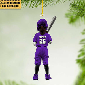 Personalized Girl Softball/Baseball Ornament - Gift For Softball Lovers - 2024 New Release