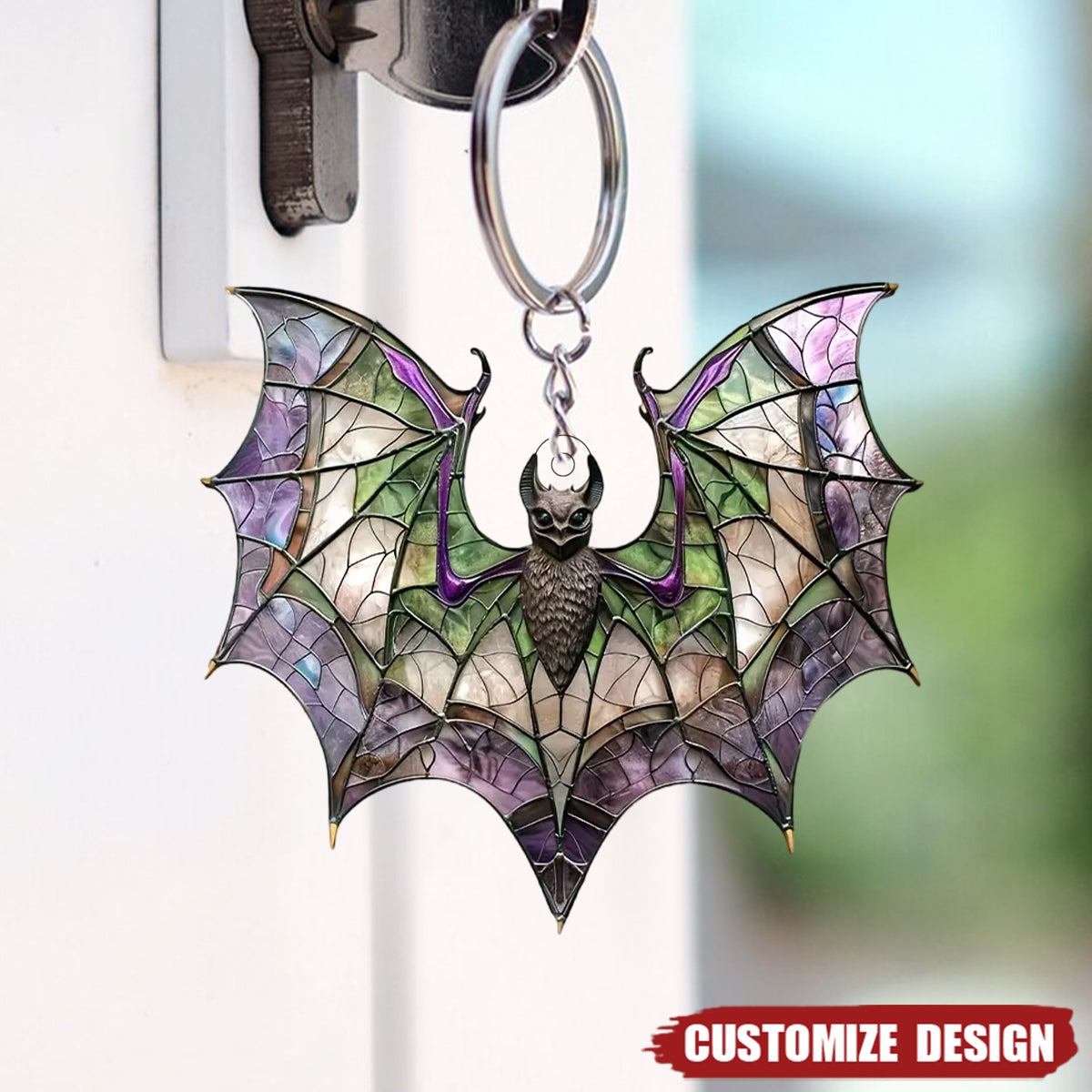 Bat Purple Acrylic Keychain - Bat lovers gift