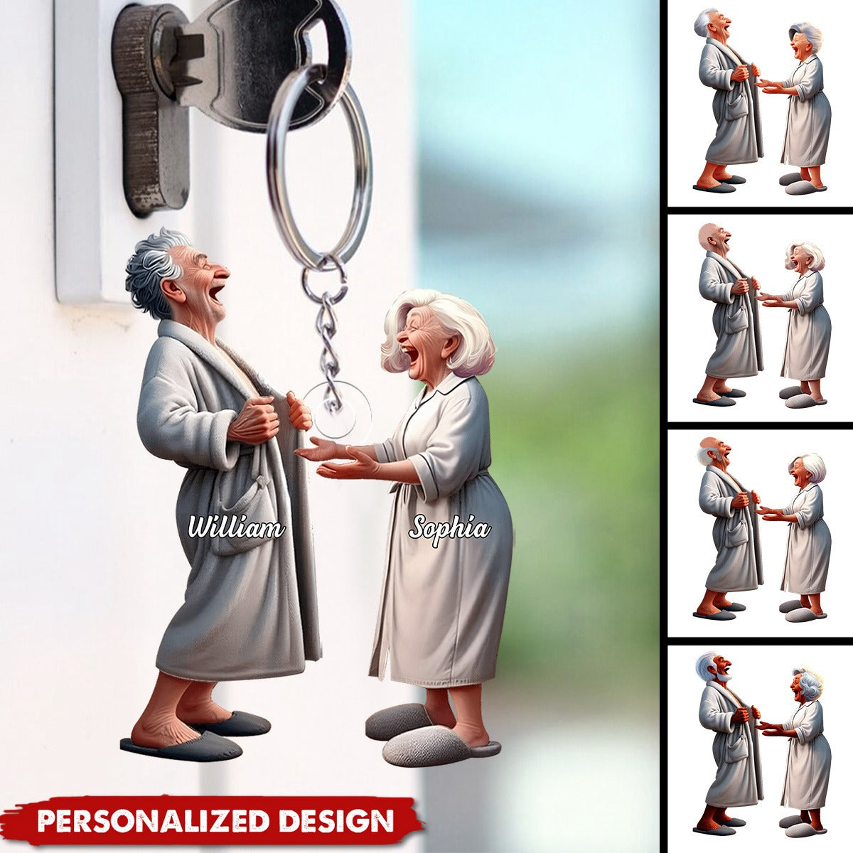 Funny Old Couple-Personalized Keychain-Gifts For Couple