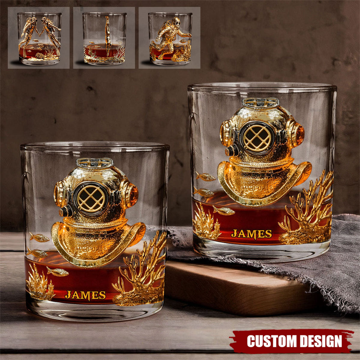 Scuba Diving Lovers Gift - Personalized Scuba Diving Whiskey Glass