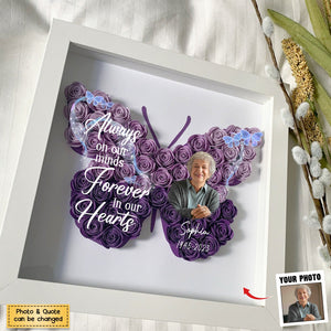 Personalized Butterfly Memorial Flower Shadow Box, Sympathy Gifts For Loss Of Family