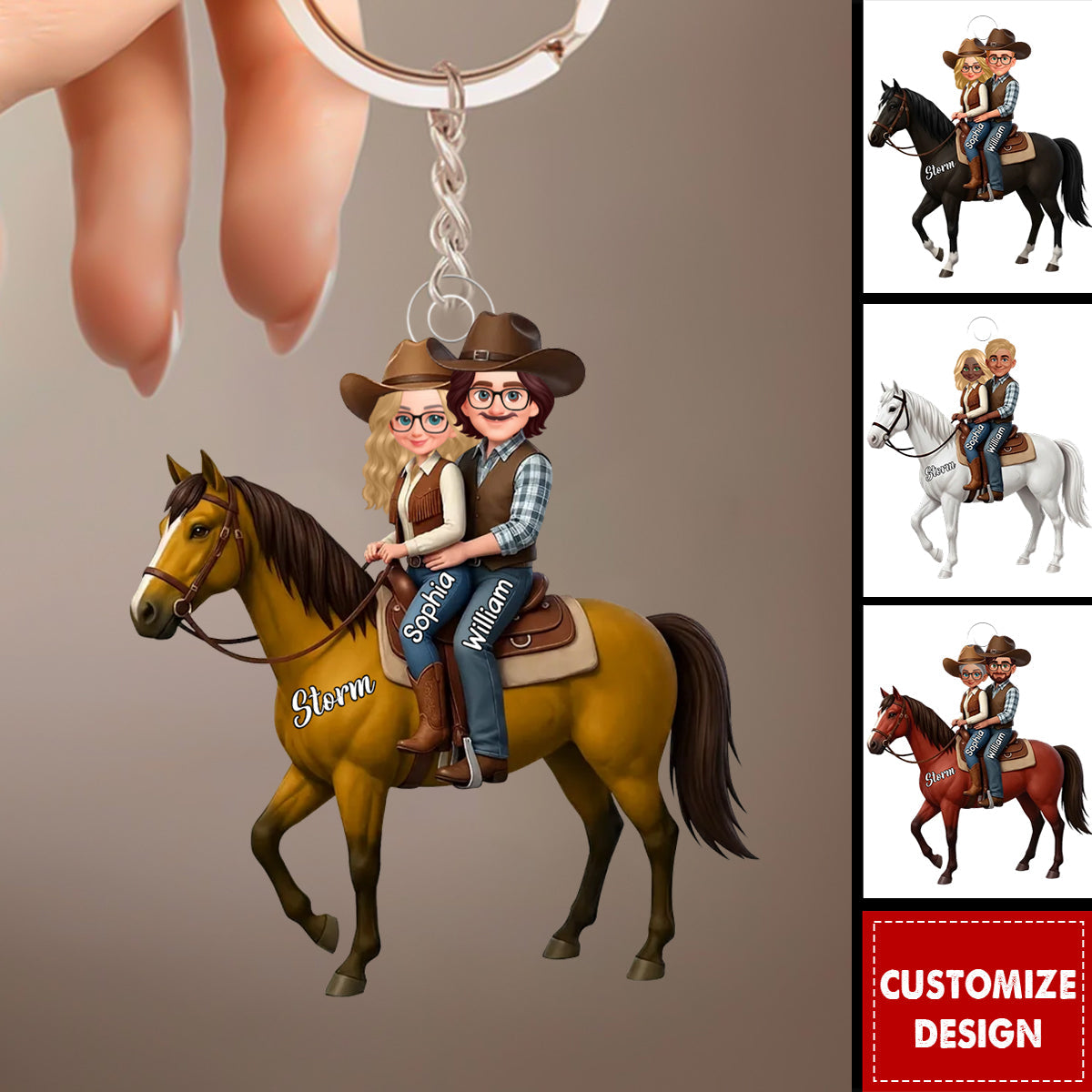 Personalized Horse Rider Couple Acrylic Keychain - Gift For Couple, For Horse Lovers