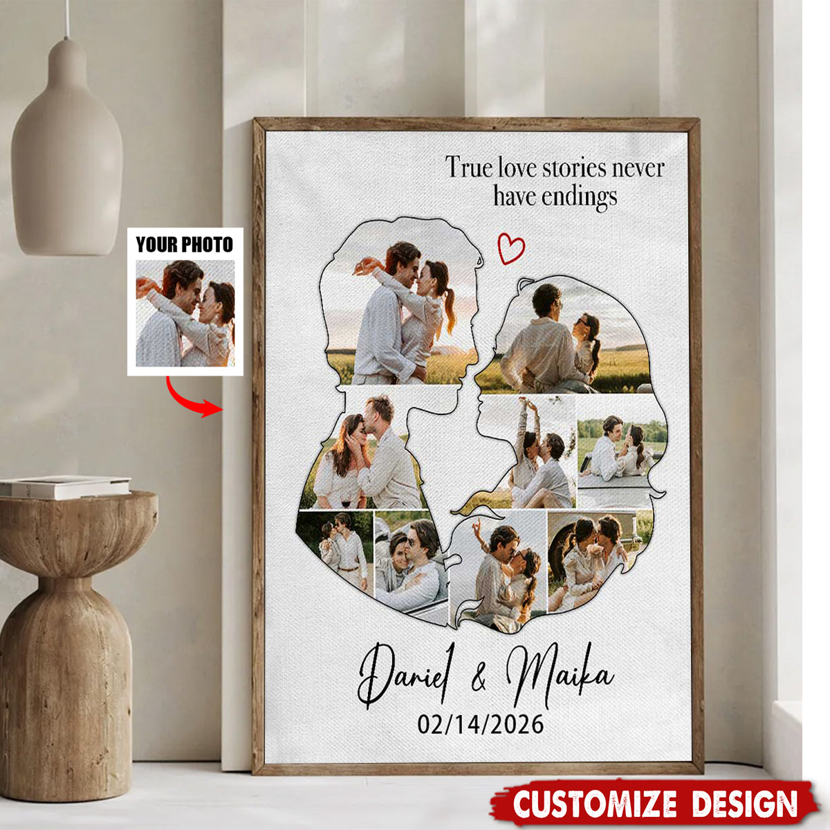 Personalized Couple Photo Poster - Gift For Husband Wife, Couples