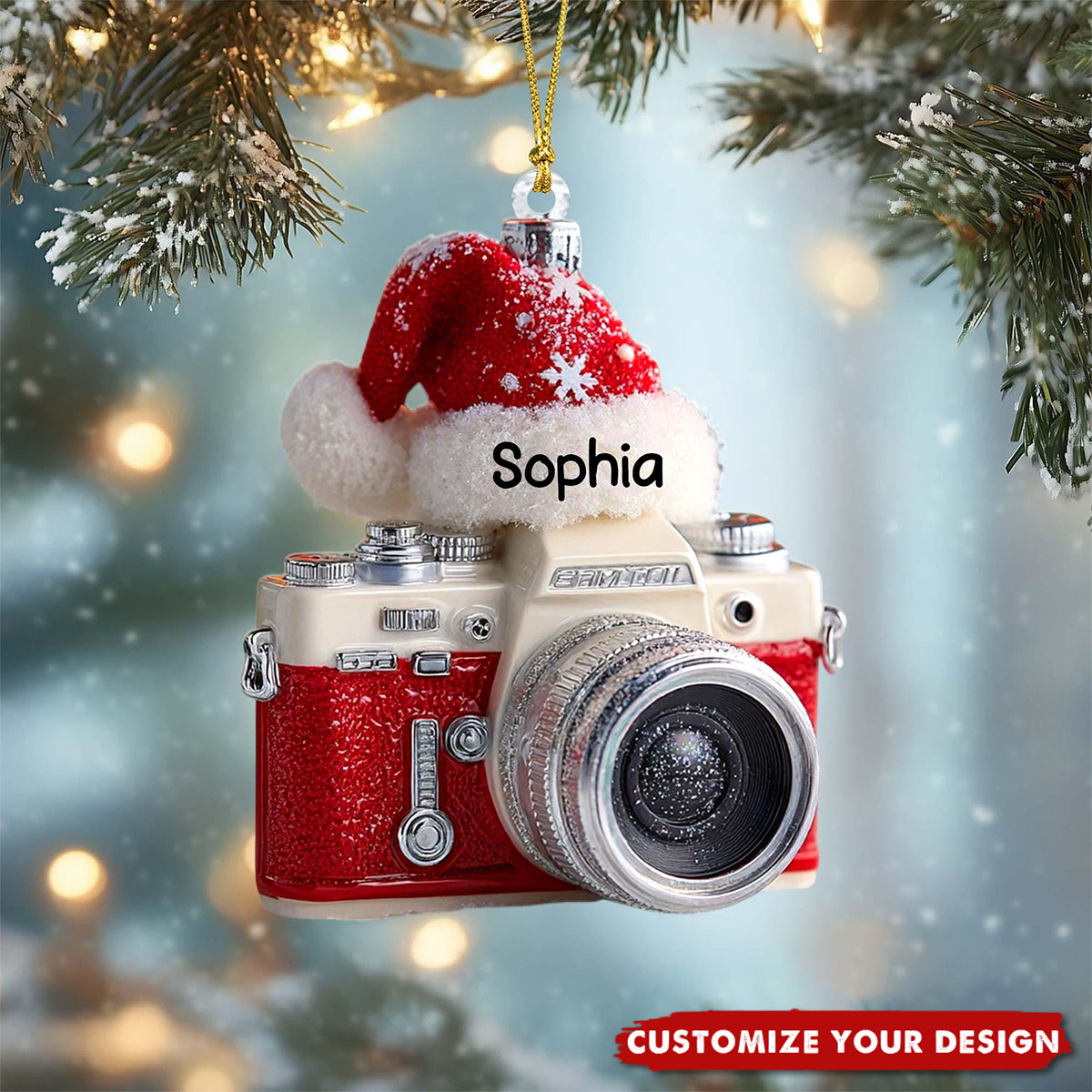 Personalized Camera Acrylic Christmas Ornament