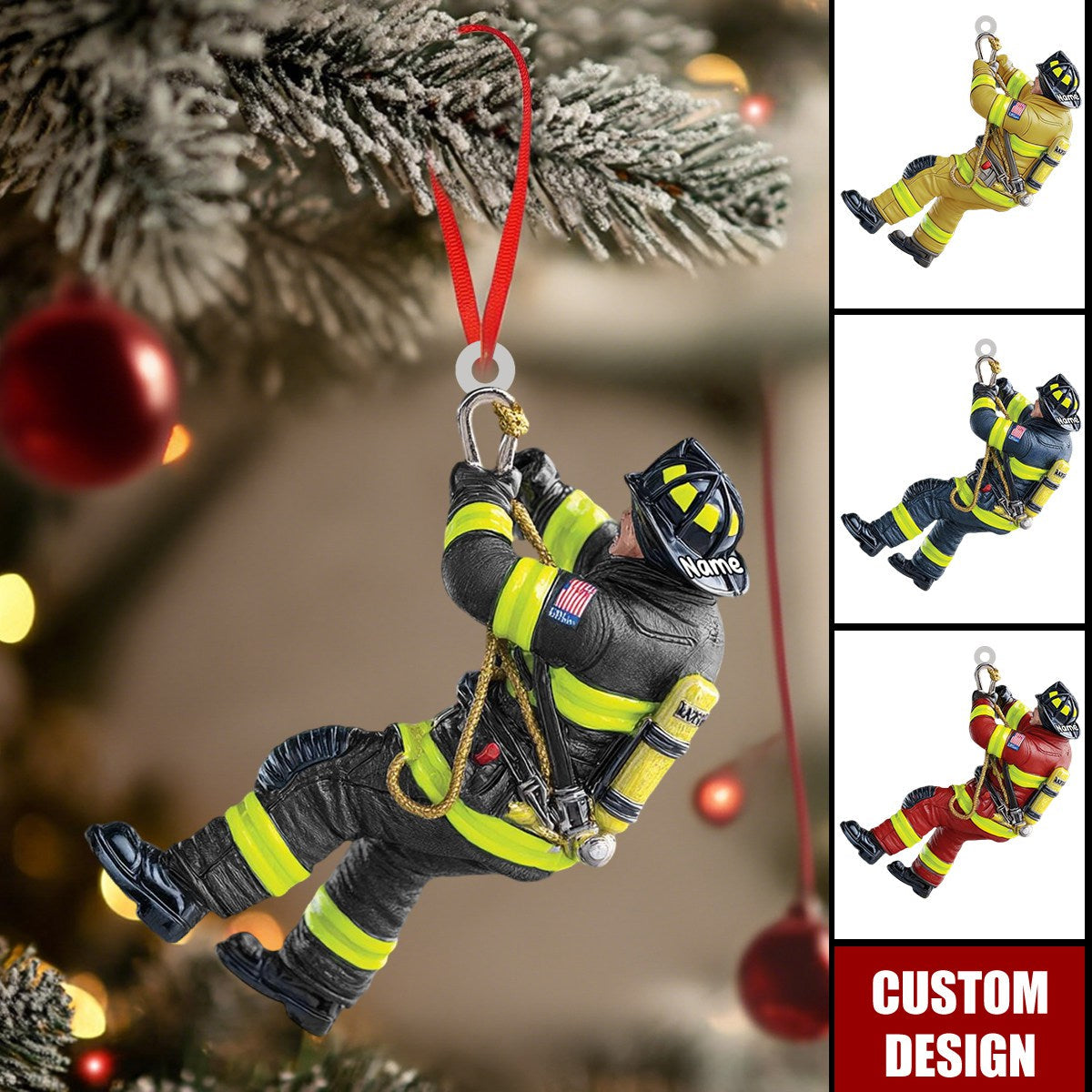 Personalized Firefighter Christmas Ornament - Custom Fireman Gift