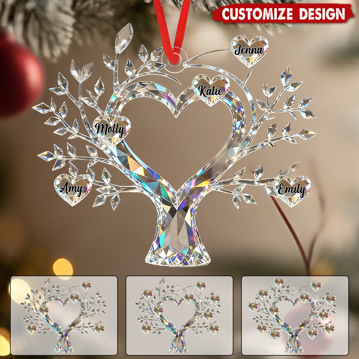 Personalized Tree of Life Family Member Crystal Ornament