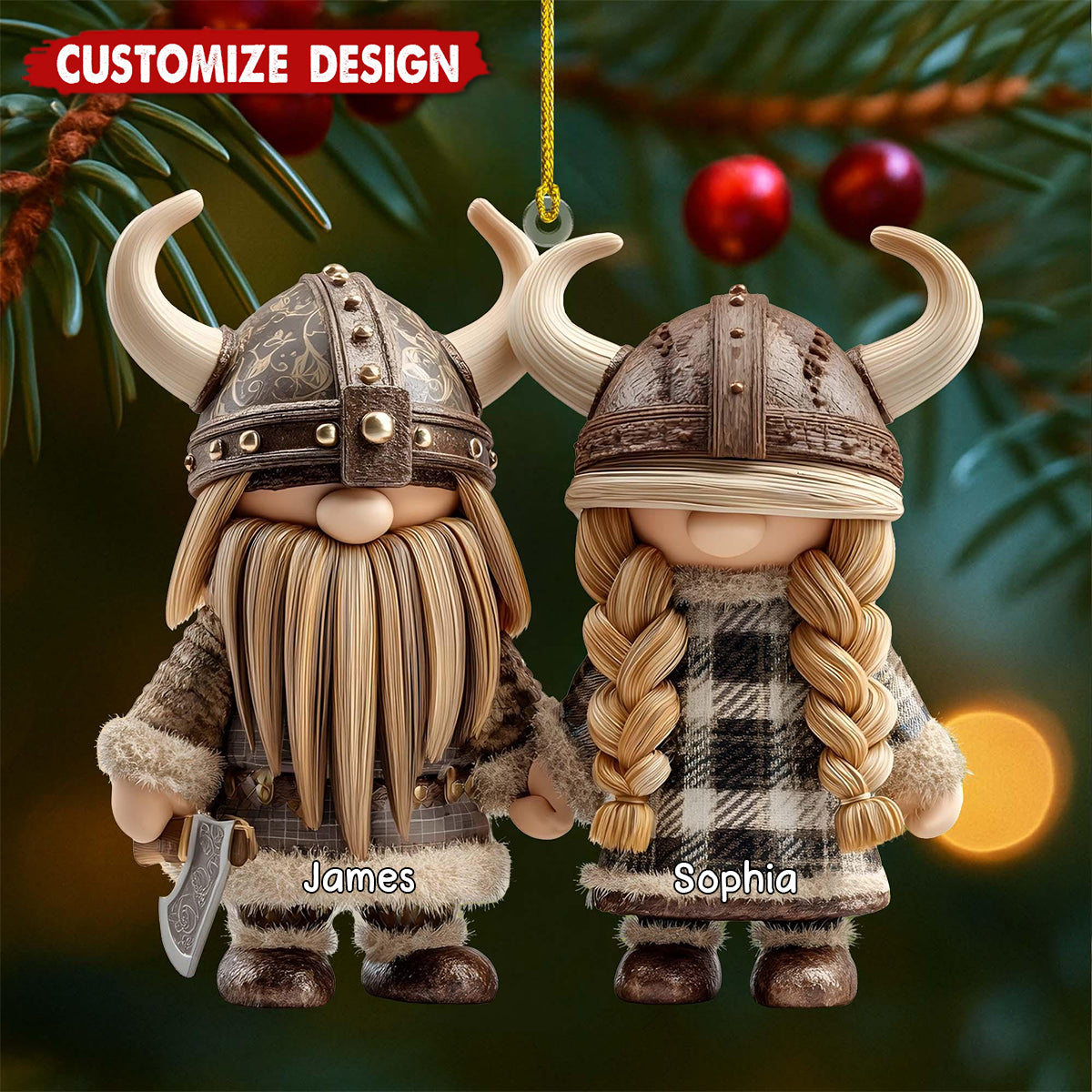 Personalized Viking Couple Christmas Ornament