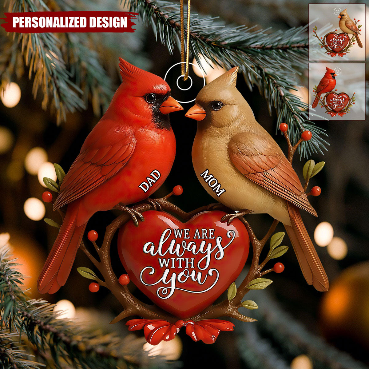 Personalized Cardinal Memorial Ornament-Loss of Loved One Sympathy Gift