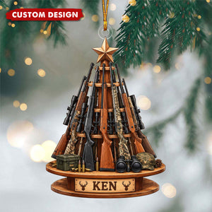 Personalized Hunting Rifle Christmas OrnamentHunter Name Gift