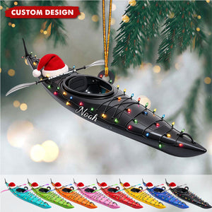Personalized Kayak Christmas Ornament, Outdoor Adventure Holiday Keepsake, Gift for Kayaker Paddler Dad