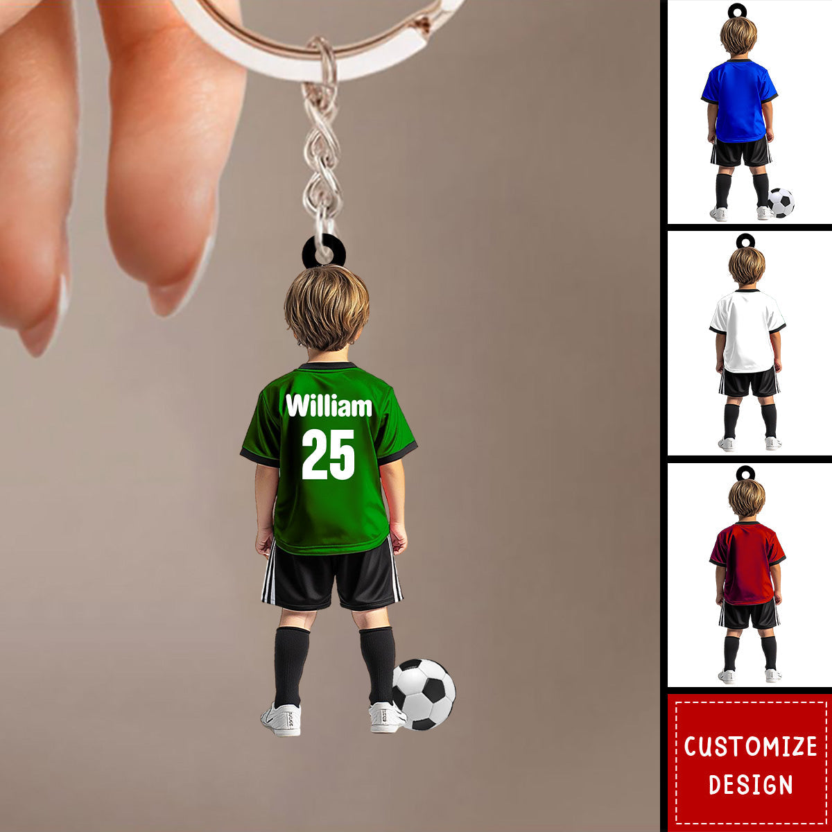 Personalized Kid Soccer Player Keychain-Gift For Soccer Young Lovers - New Release