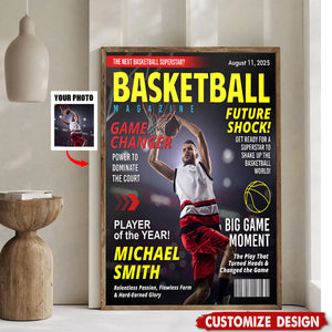 Personalized Basketball Magazine Cover Poster - Basketball Lovers Gift