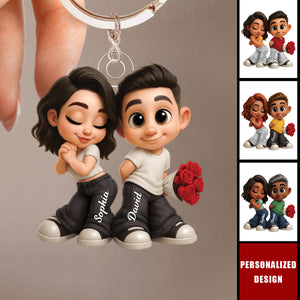 Personalized Together Y2K Couple Keychain - Gift for Couple, for Him, for Her