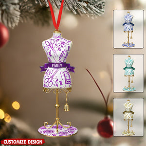 Personalized Toile De Jouy Tailor Christmas Ornament