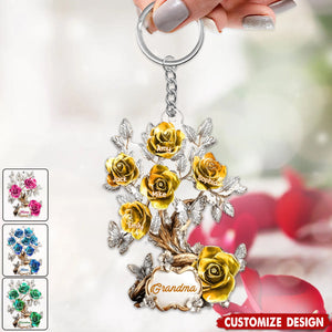 Flowers For Mom Grandma - Personalized Mother Keychain