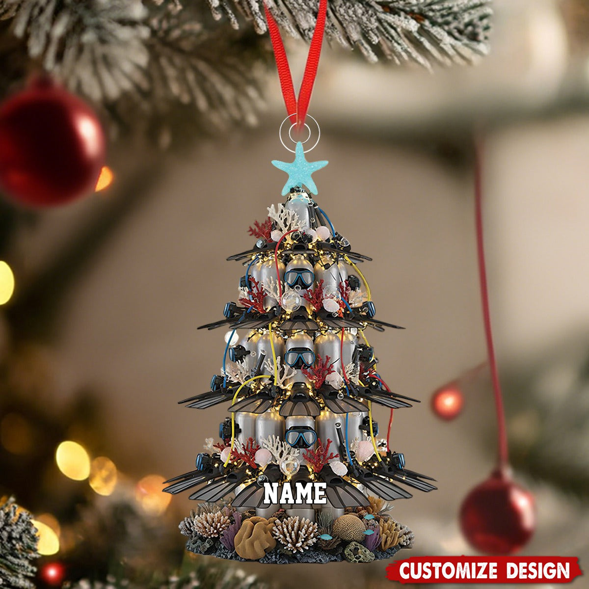 Personalized Scuba Diving Christmas Ornament - Gift for Sea Lovers