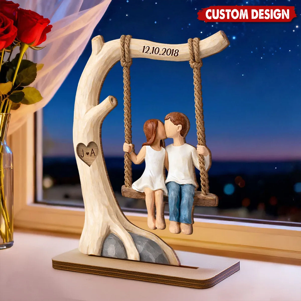 Personalized Rustic Swing Wooden Plaque – Gift For Couples
