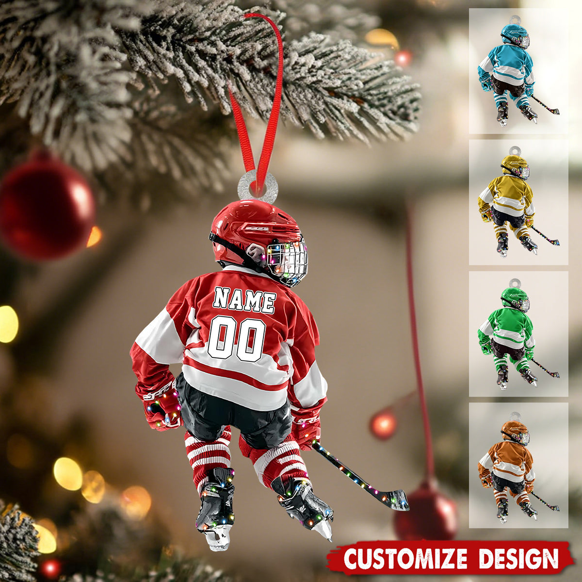 Personalized New Release Hockey Kid Player Ornament