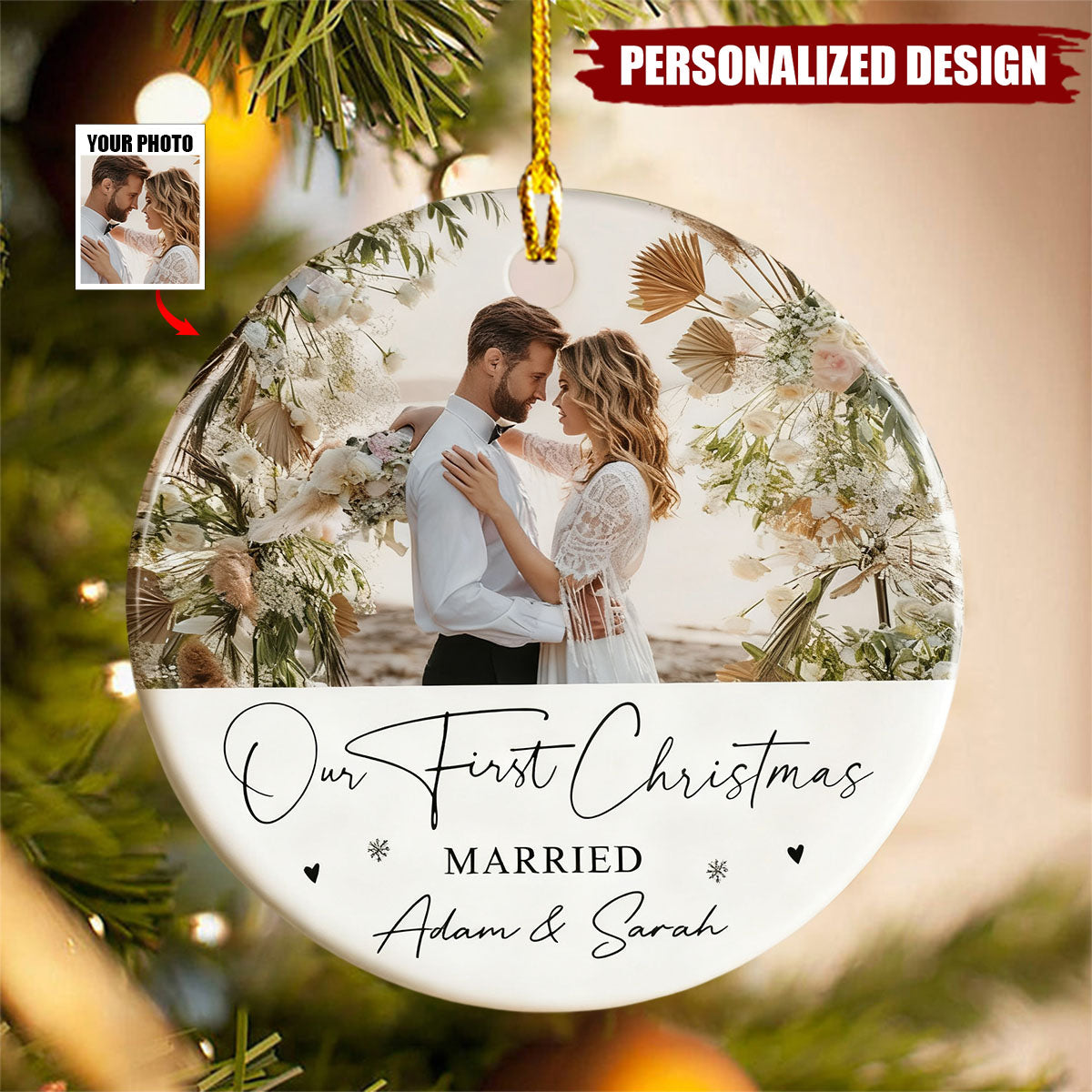 Personalised 1st Christmas as Mr and Mrs Ceramic Ornament