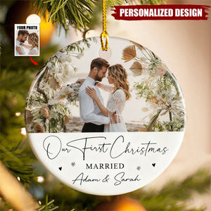 Personalised 1st Christmas as Mr and Mrs Ceramic Ornament