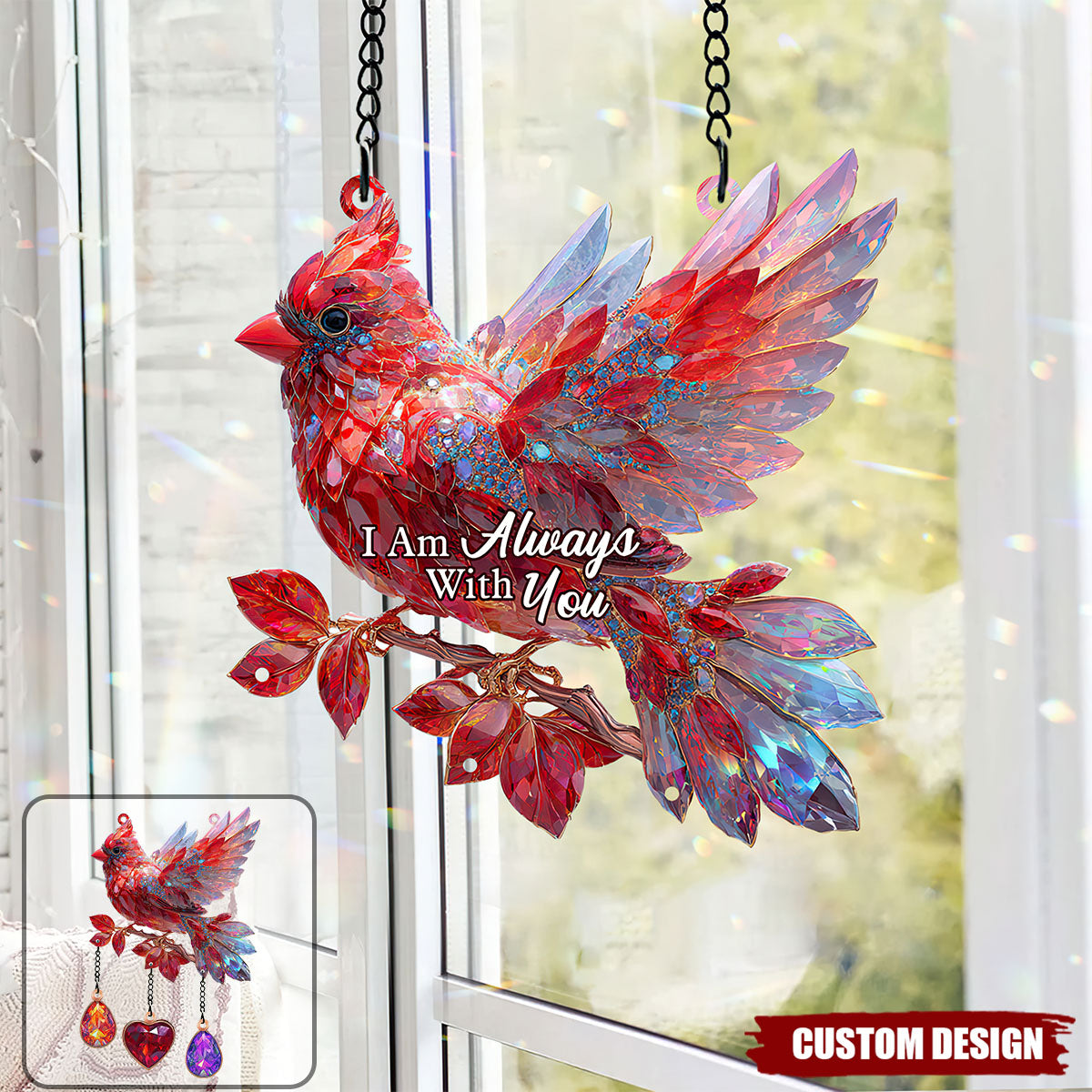 I Am Always With You - Personalized Memorial Window Hanging Suncatcher With Custom Charms