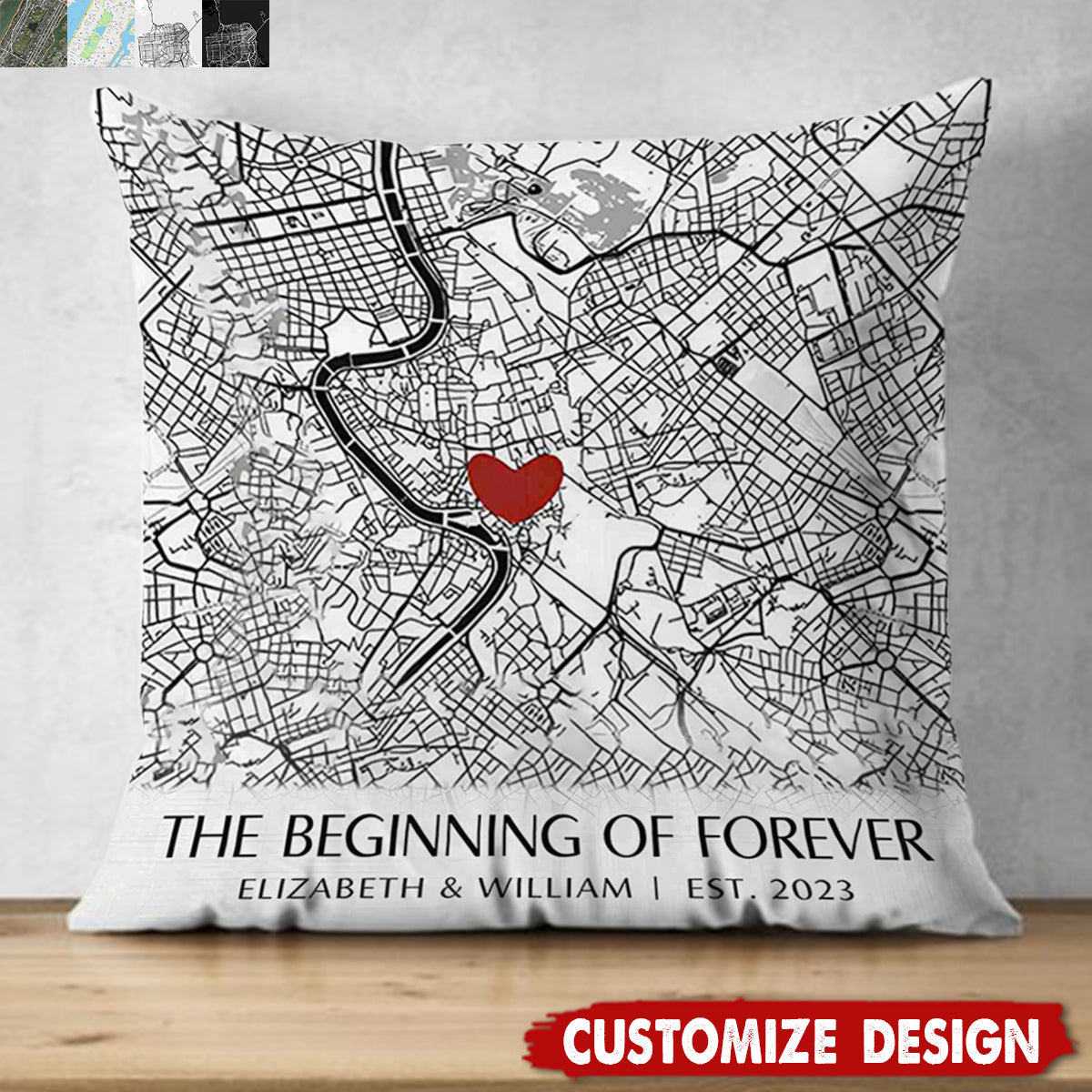 Where It All Began - Map Personalized Couple Pillow - Gift For Husband,Wife,Anniversary