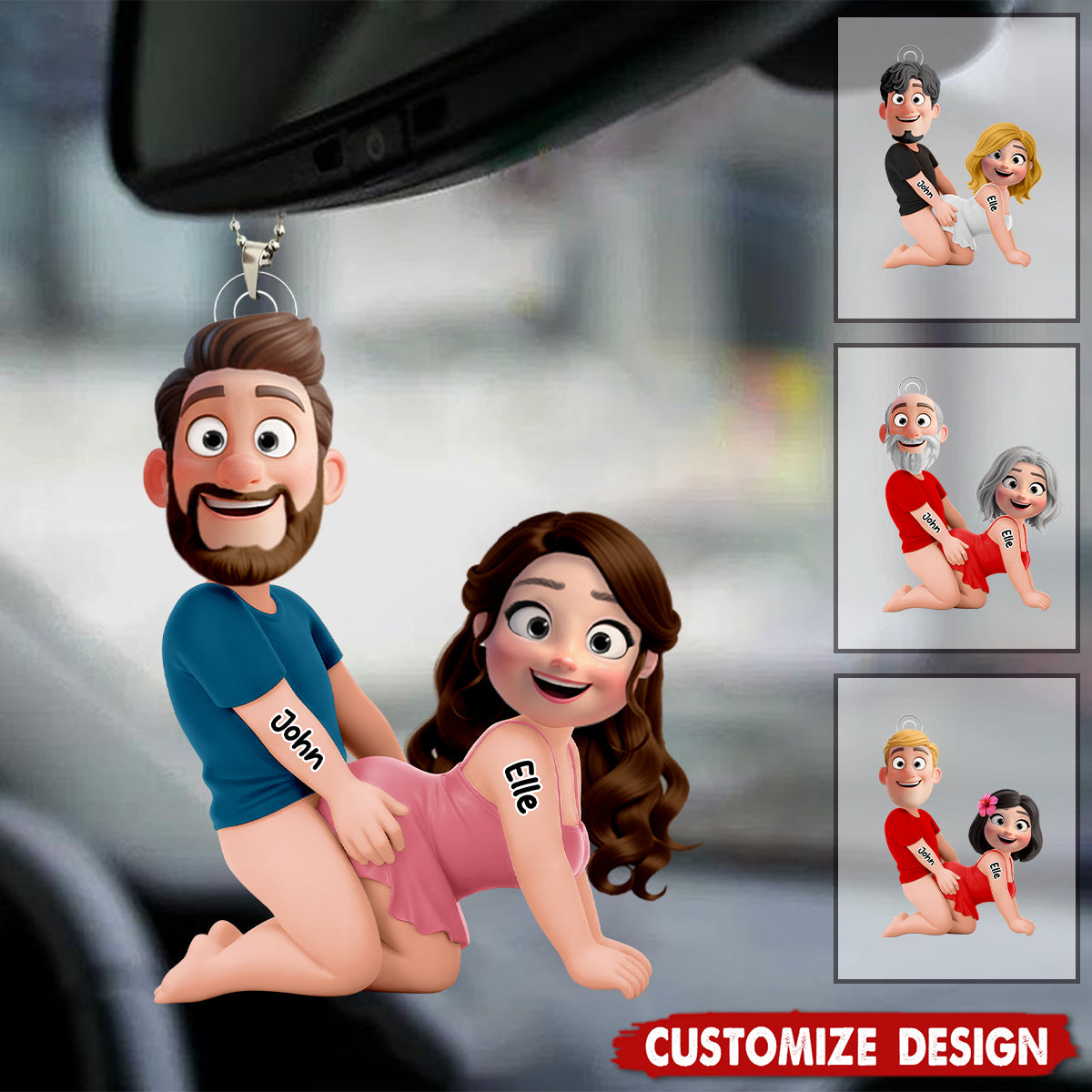 Naughty Personalized Couple Car Ornament - Gifts For Couple