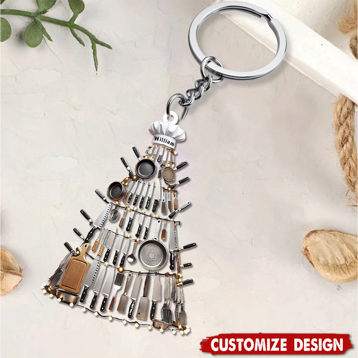 Personalized Kitchen Tool Keychain-Gift for Chef, Housewife