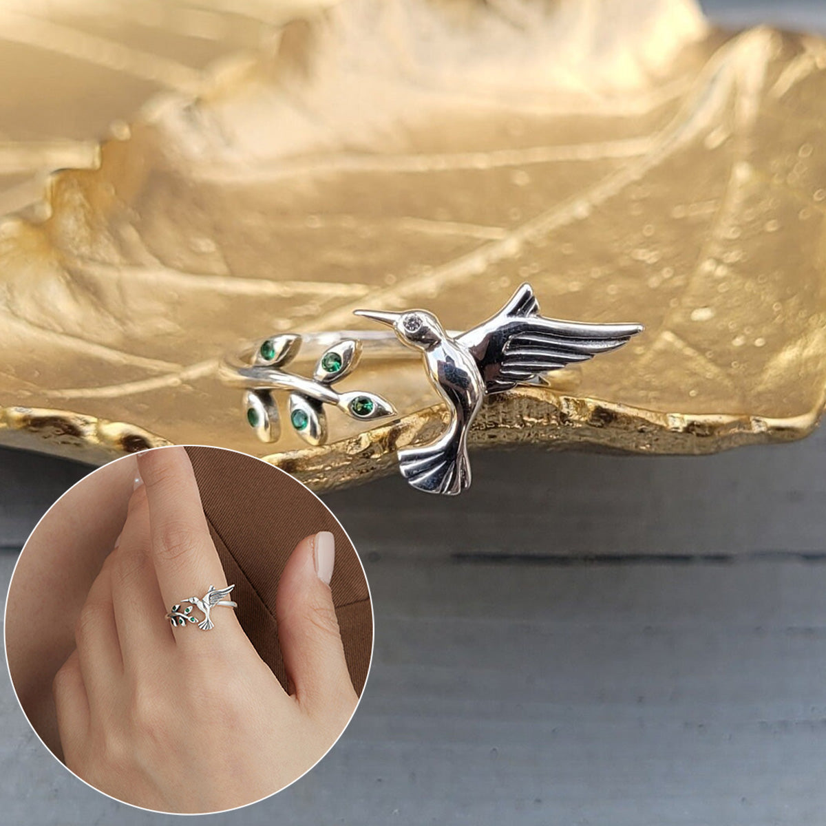 Hummingbird Adjustable Ring - Gift For Bird Lovers