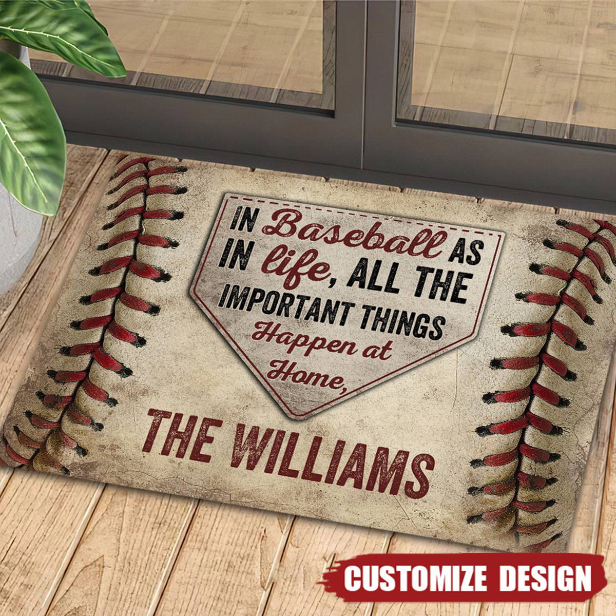 In Baseball As In Life All The Important Things - Personalized Baseball Doormat
