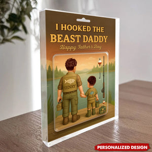 I Hooked the Best Dad Fishing-Personalized Acrylic Plaque-Father's Day Gift