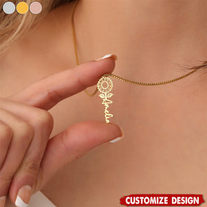 Personalized Sunflower Necklace - Gift For Mom,Grandma,Wife