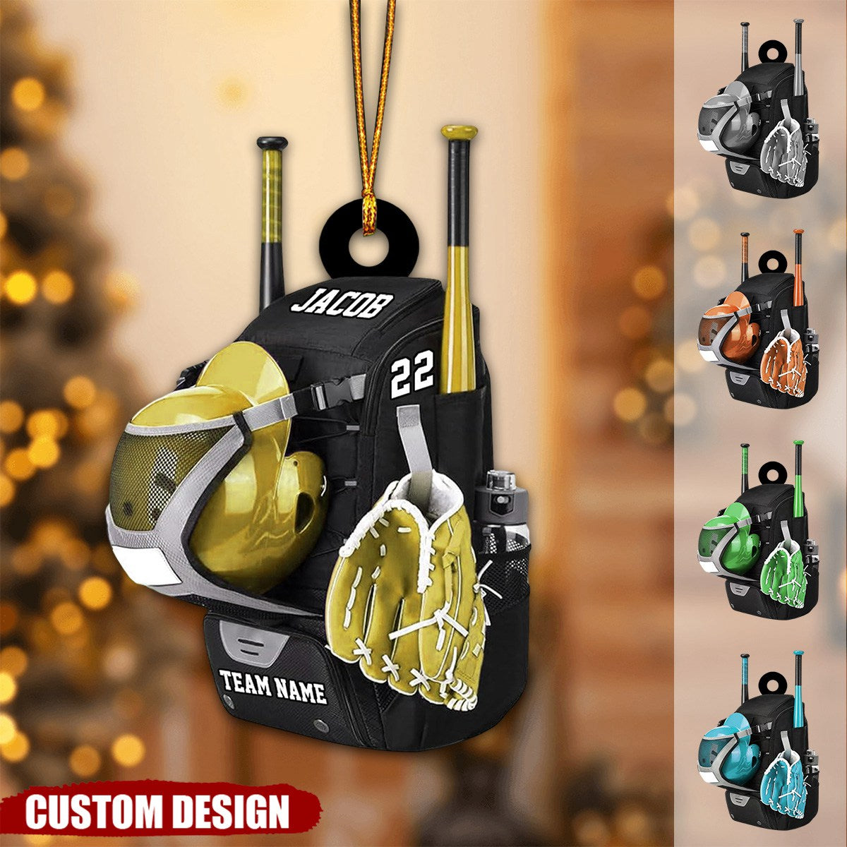 Personalized Baseball/Softball Bag with Helmet & Gloves Christmas Ornament, Gift For Baseball&Softball Lovers - New Release