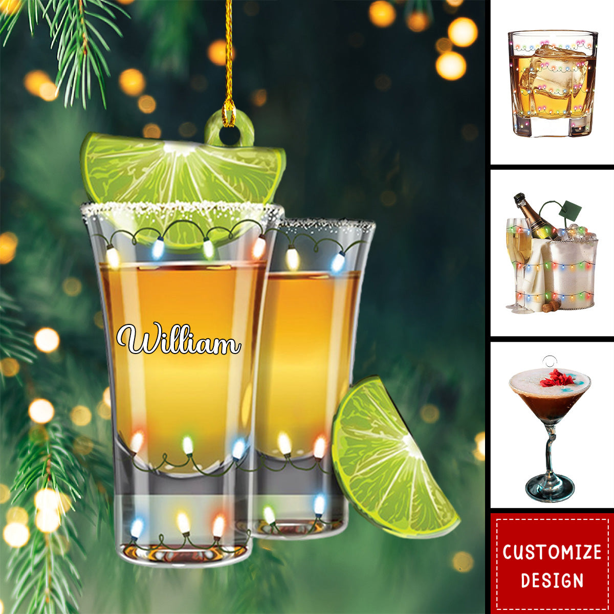 2024 New Release - Personalized Alcohol Drink Christmas Ornament