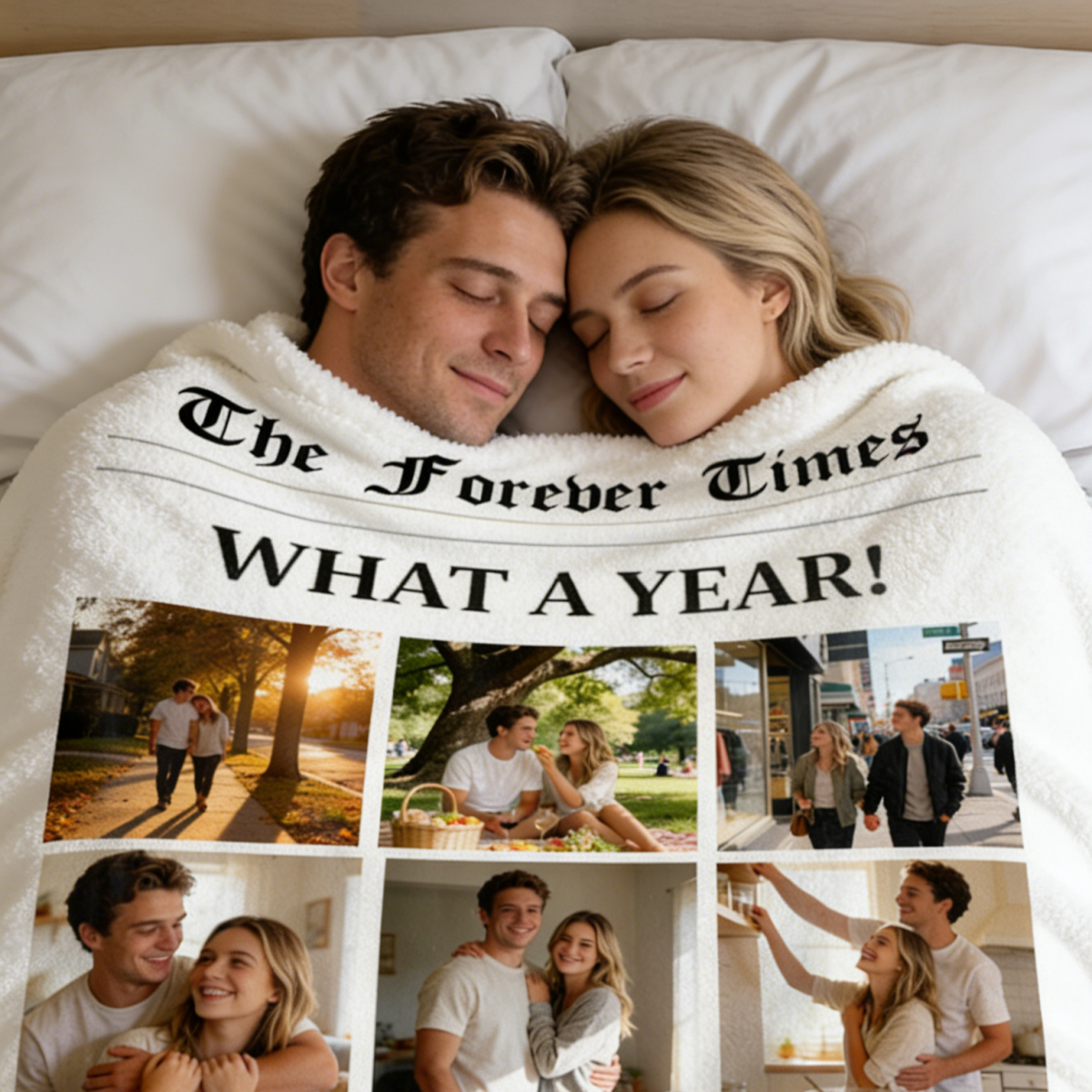 Personalized Newspaper Couple Blanket