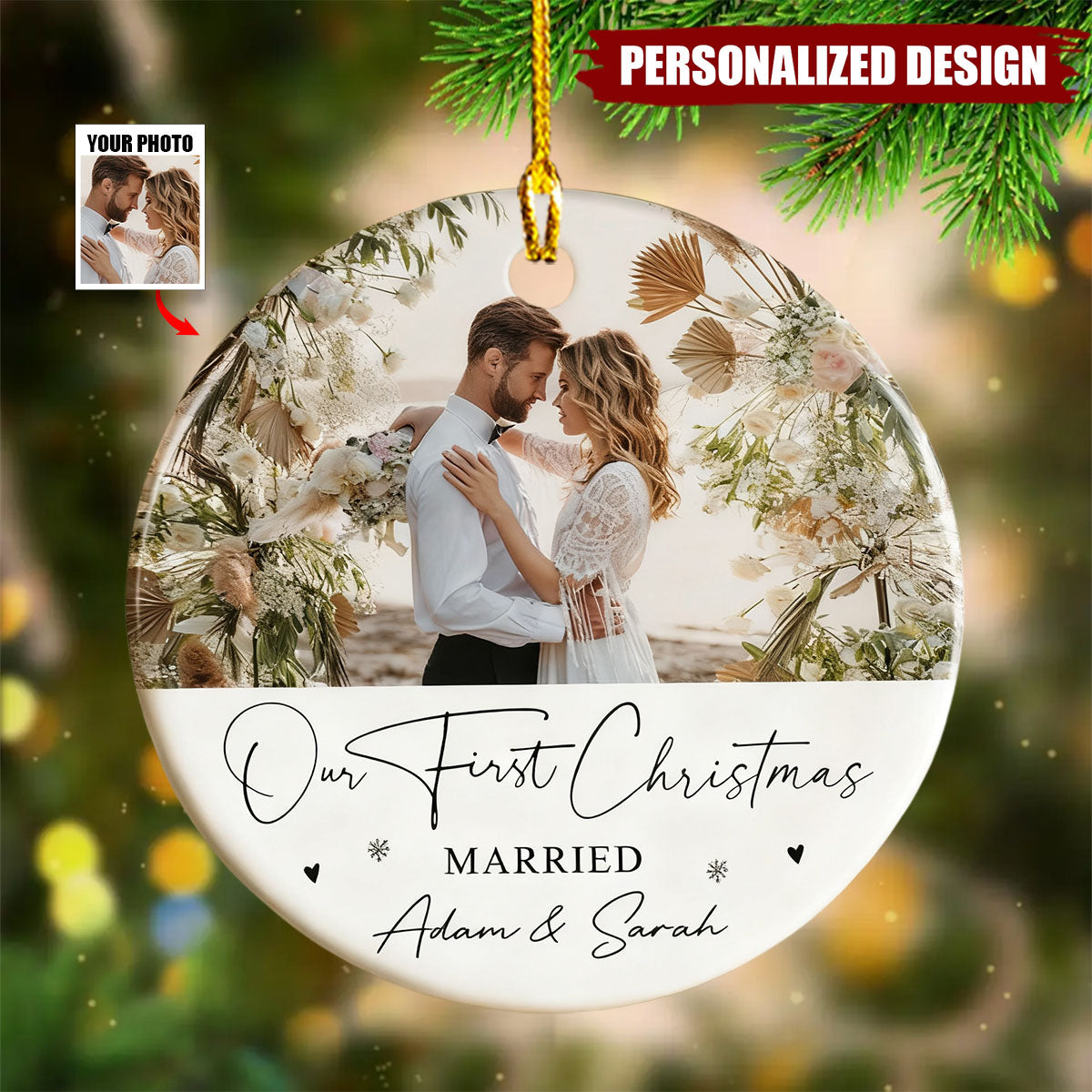 Personalised 1st Christmas as Mr and Mrs Ceramic Ornament