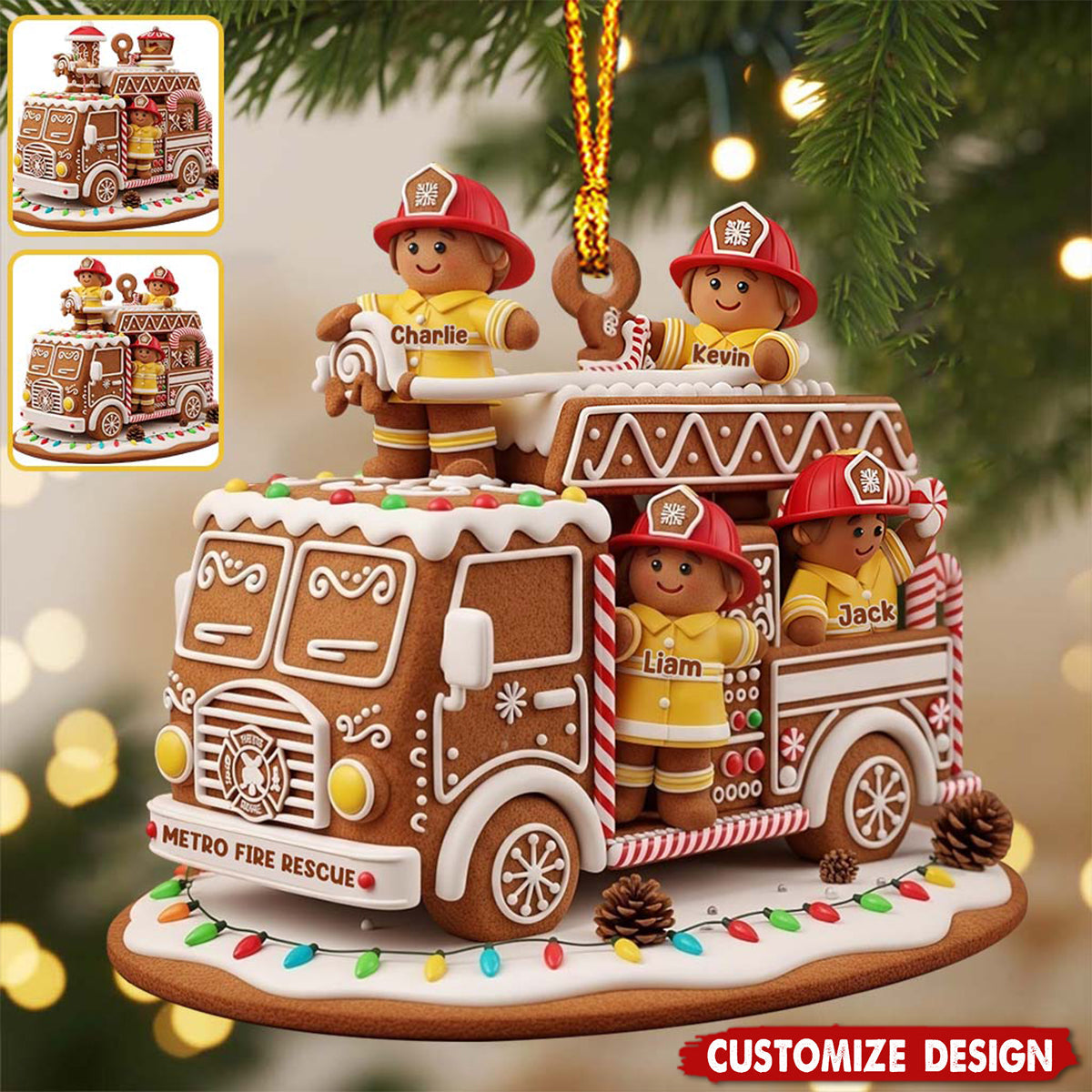 Heroes With Festive - Personalized Firefighter Ornament