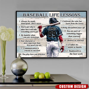 Personalized Baseball Life Lessons Poster-Gift For Baseball Lover