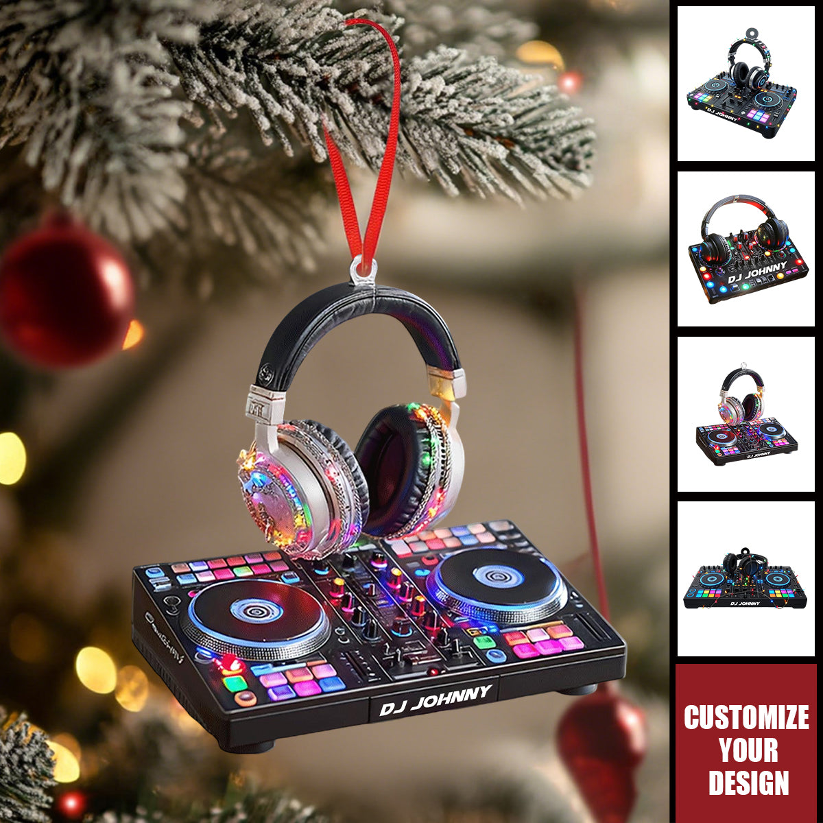 Personalized DJ Mixer with Headphones Christmas Ornament