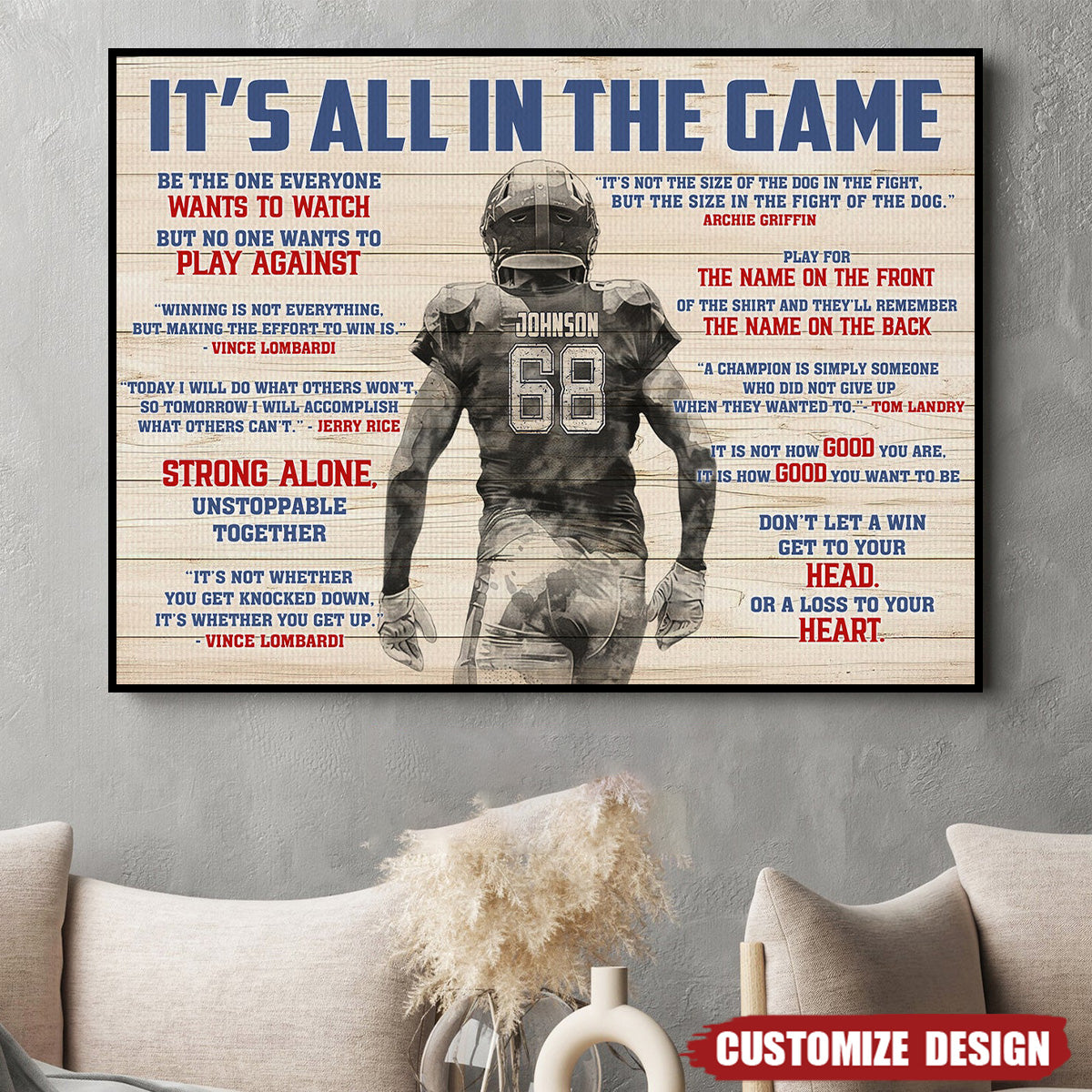 Personalized American Football Poster- Gift For American Football Lovers