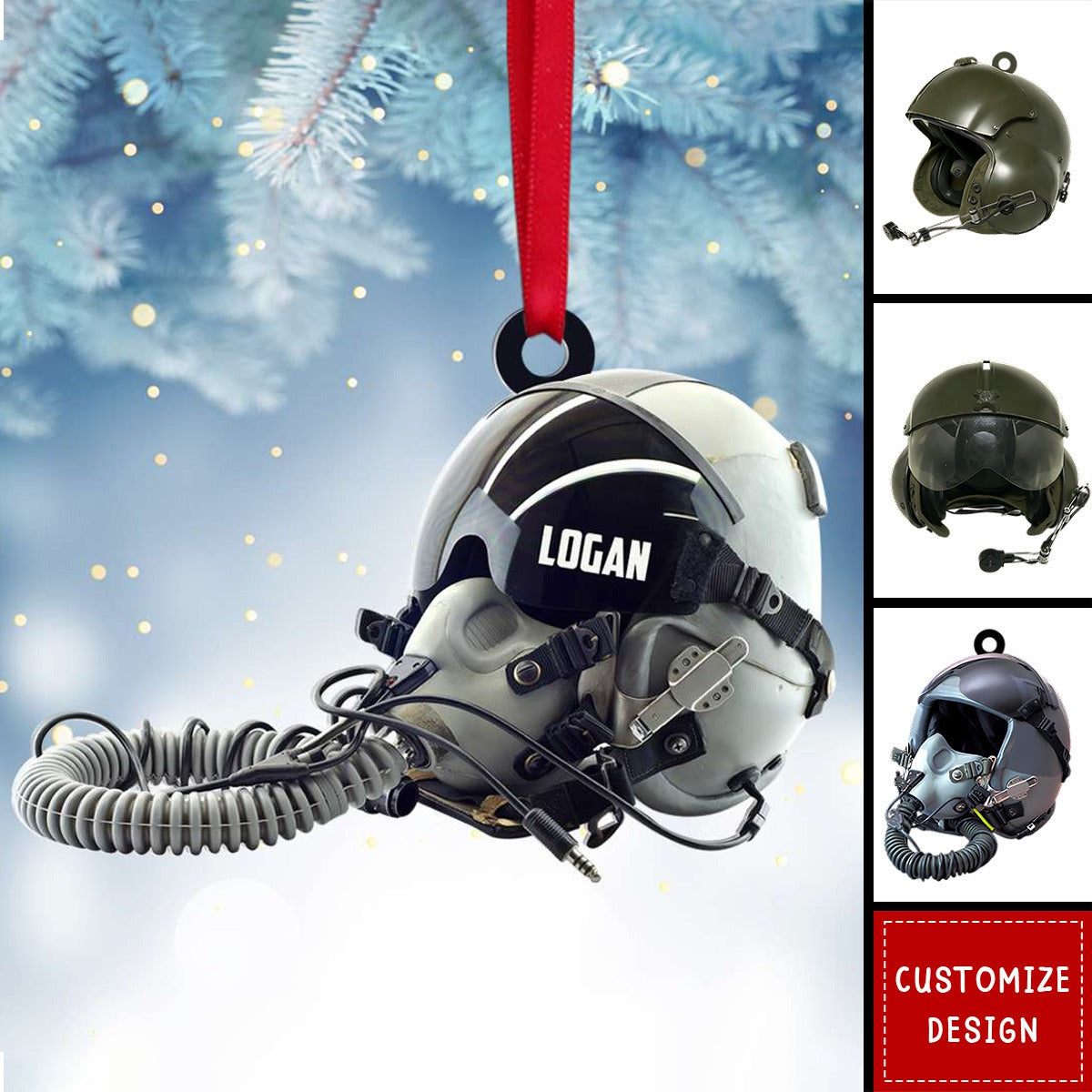 New Release Personalized Military Flight Helmet Ornament