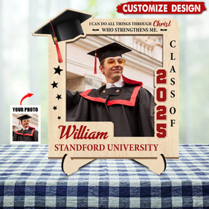 I Can Do All Things Through Christ  - Personalized 2-Layered Graduation Wooden Plaque