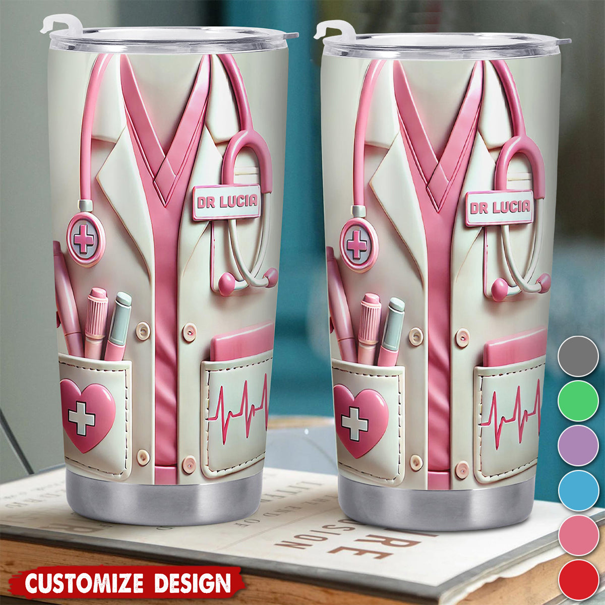 Medical Appreciation Design With Stethoscope - Personalized Stainless Steel Tumbler - Gift For Medical Professionals