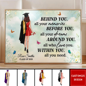 Graduation Senior Behind You All Your Memories Personalized Poster - Graduation Gift