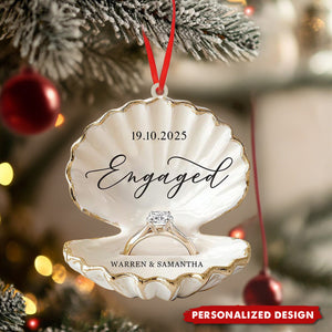 Personalized Beach Engagement Christmas Ornament-Gift For Couple