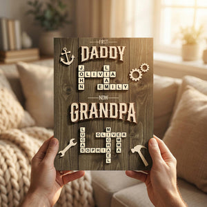 Personalized Scrabble Family Name 2-Layered Wooden Plaque - Gift For Grandpa
