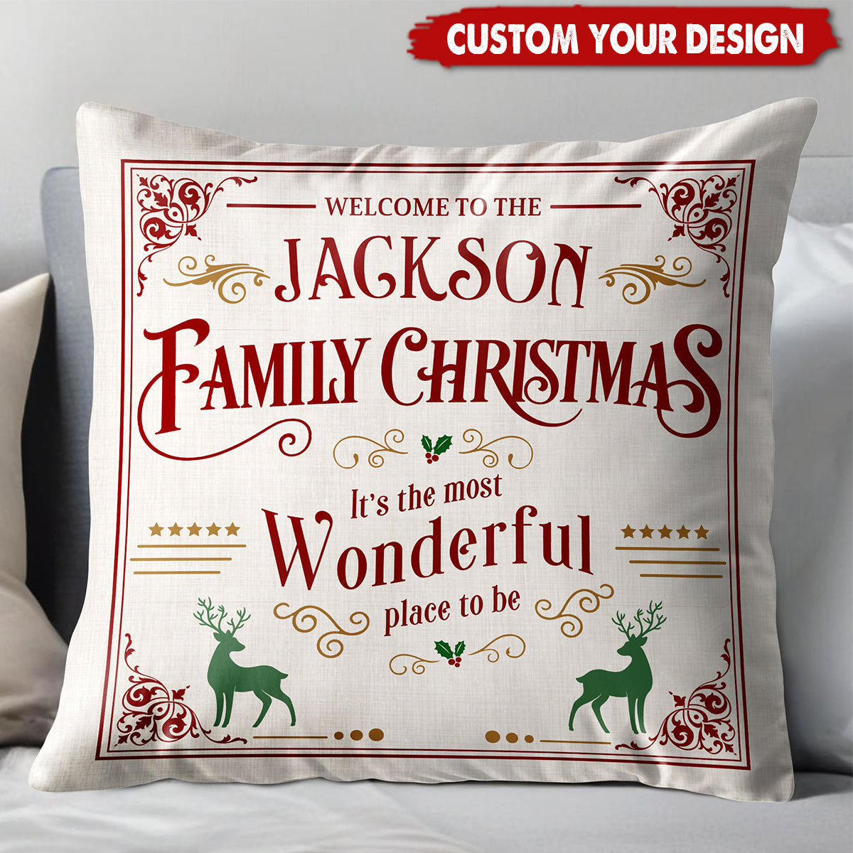 Welcome To The Family Christmas, Personalized Custom Pillow, Gift For Family Members