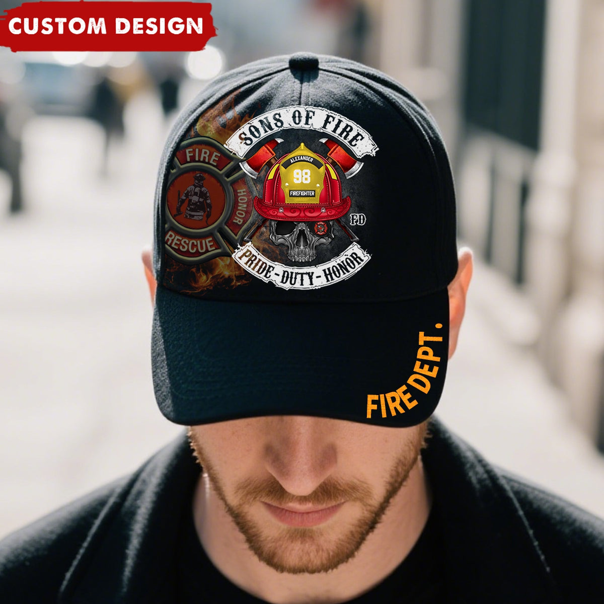 Sons of Fire Pride Duty Honor Personalized Classic Cap, Gift For Fireman